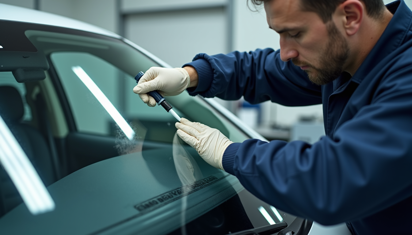 Superior Auto Glass technician installing a windshield